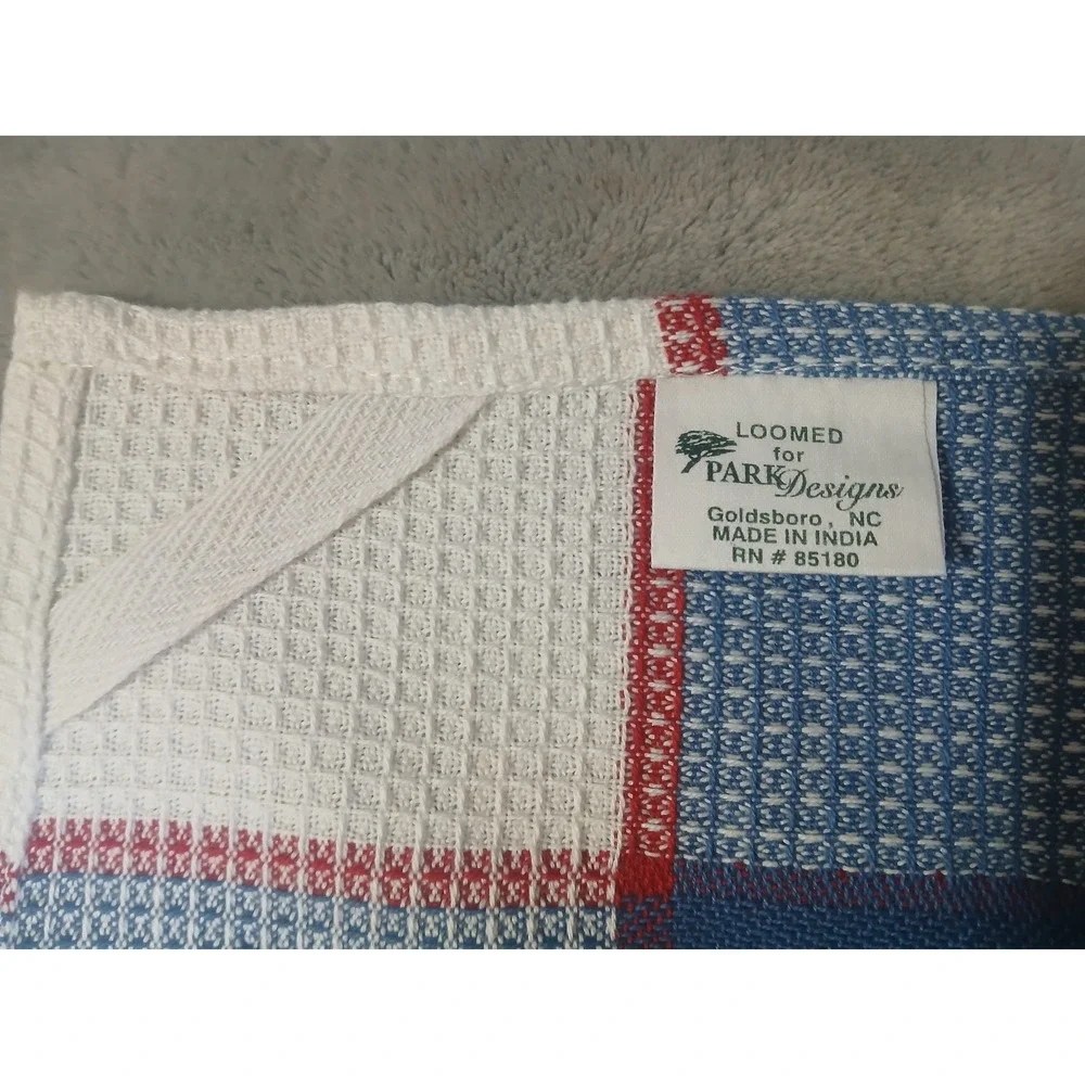 Park Designs God Bless America Patriotic Waffle Weave Cotton Tea Towels Set of 2